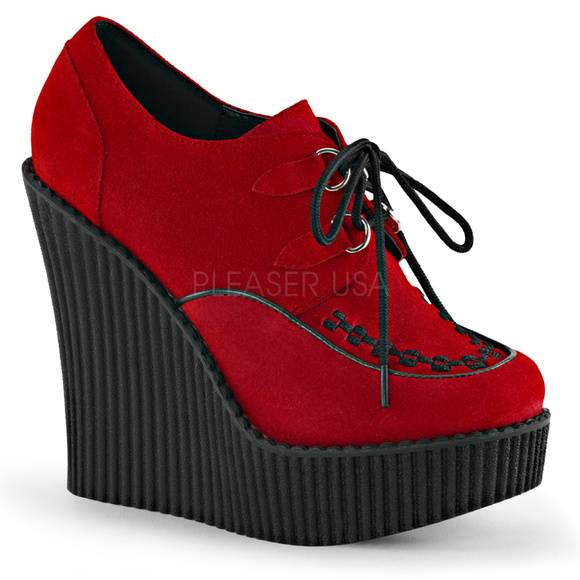 Shoes - Suede Gothic Punk Platform Wedge Creeper Shoes